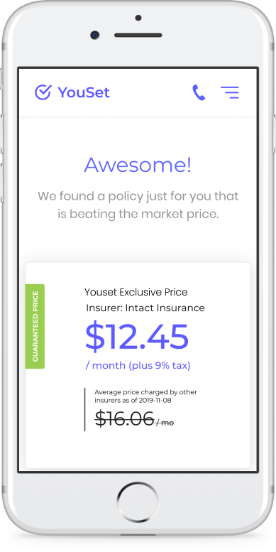 Home insurance quote from YouSet application
