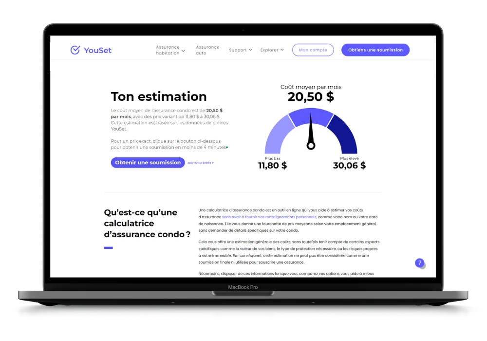 Calculatrice d’assurance condo - YouSet