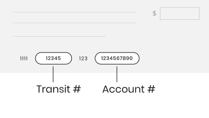 Transit and Account Number on Void Cheque - YouSet