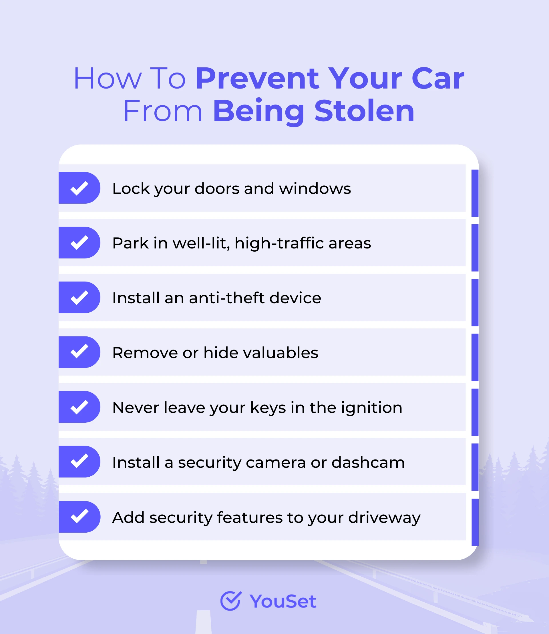 How To Prevent Your Car From Being Stolen Checklist - YouSet