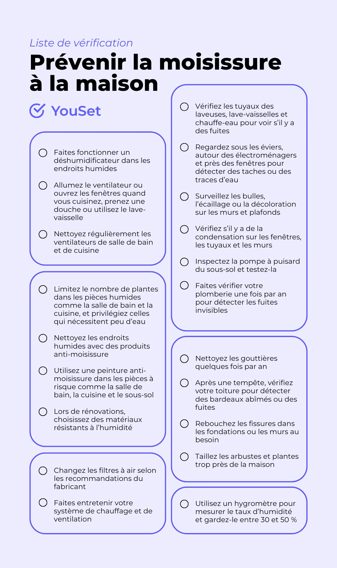 Prévenir la moisissure à la maison: Liste de vérification - YouSet