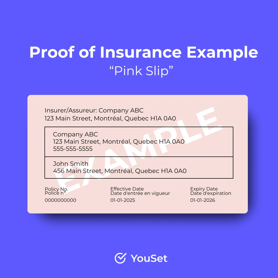 Proof of Insurance Pink Slip Example - YouSet