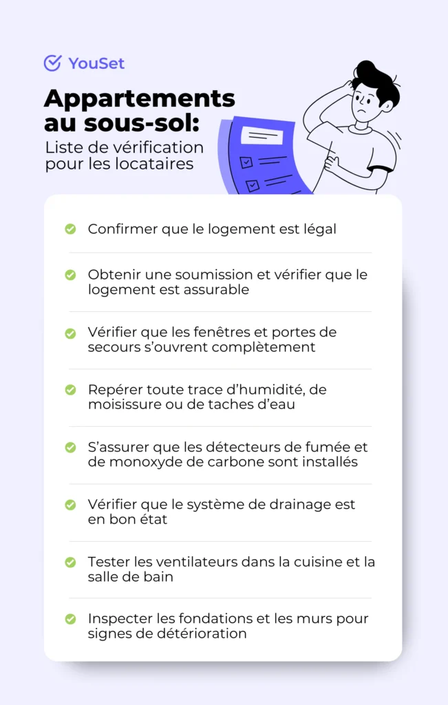 Appartements au sous-sol Liste de vérification pour les locataires - YouSet