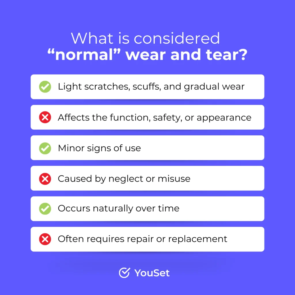 What is considered normal wear and tear vs. damage - YouSet