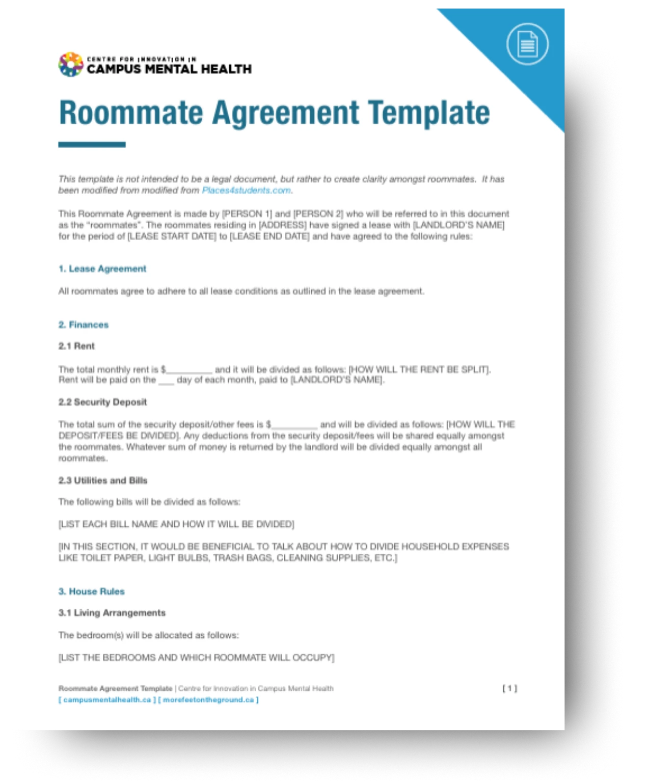 Roommate Agreement Template from The Centre for Innovation in Campus Mental Health
