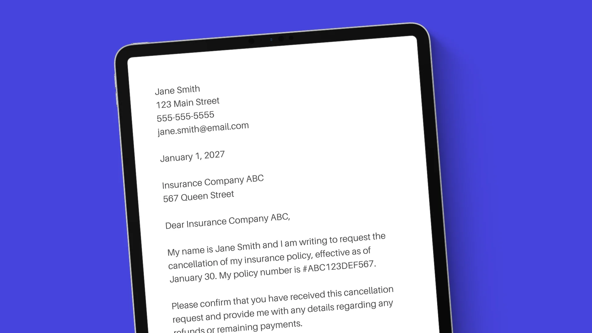 Insurance cancellation letter tempalte - YouSet guide