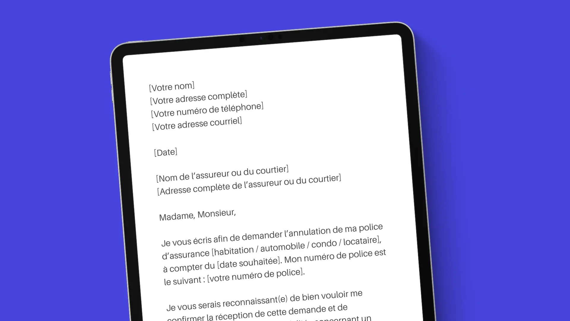 Modèle de lettre de résiliation